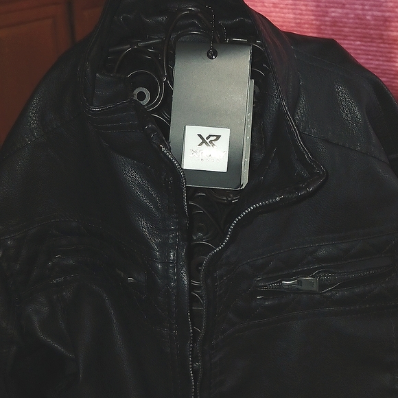 X-RAY Boy's Stand Up Collar Moto-Jacket, Faux Leather w/Sherpa Lining, - Picture 3 of 8